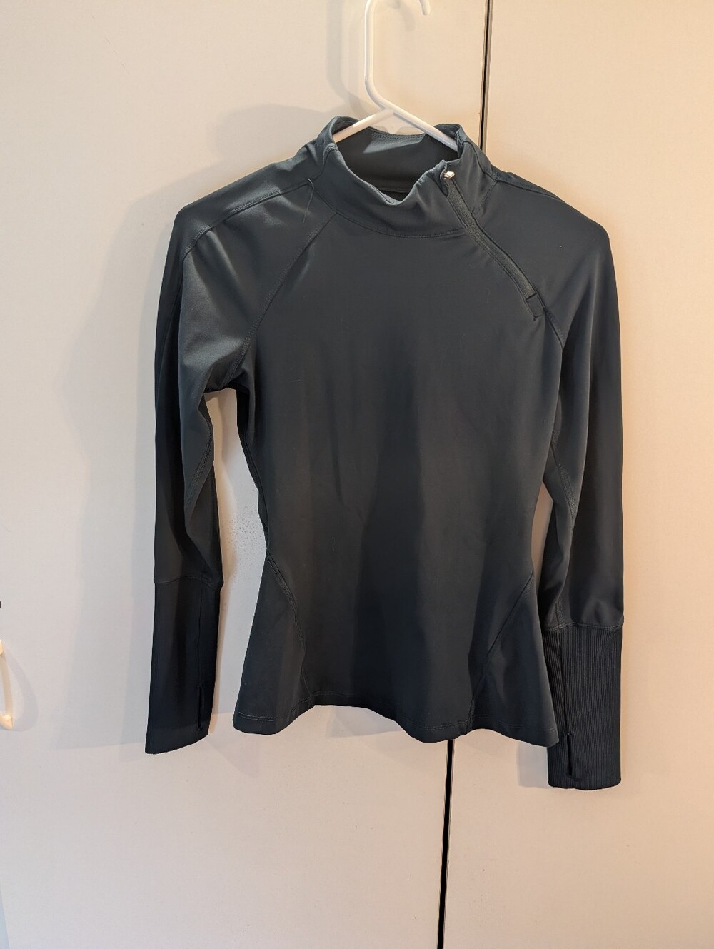 Yogalicious Women’s XS Long-Sleeve Athletic Collar Quarter-Zip Top - Slate Blue